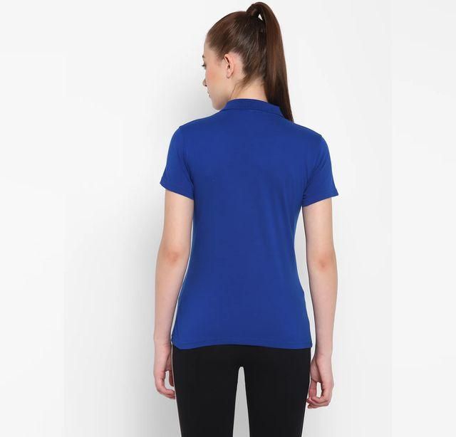 Royal Blue Cotton Blend Polo Neck Tshirt