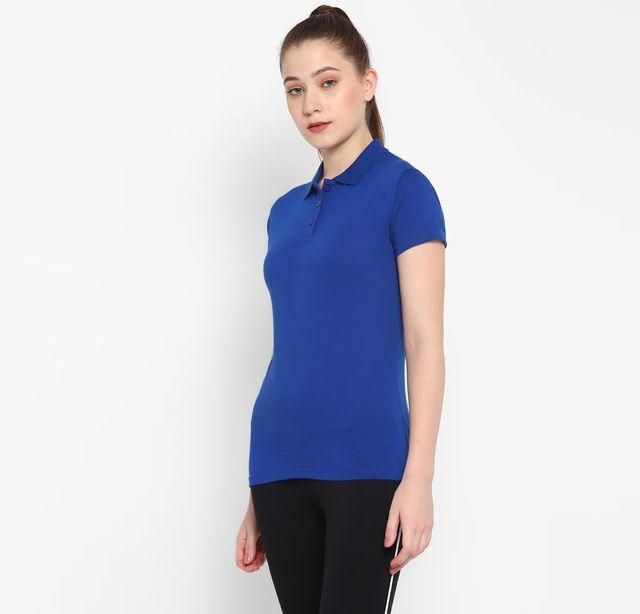 Royal Blue Cotton Blend Polo Neck Tshirt