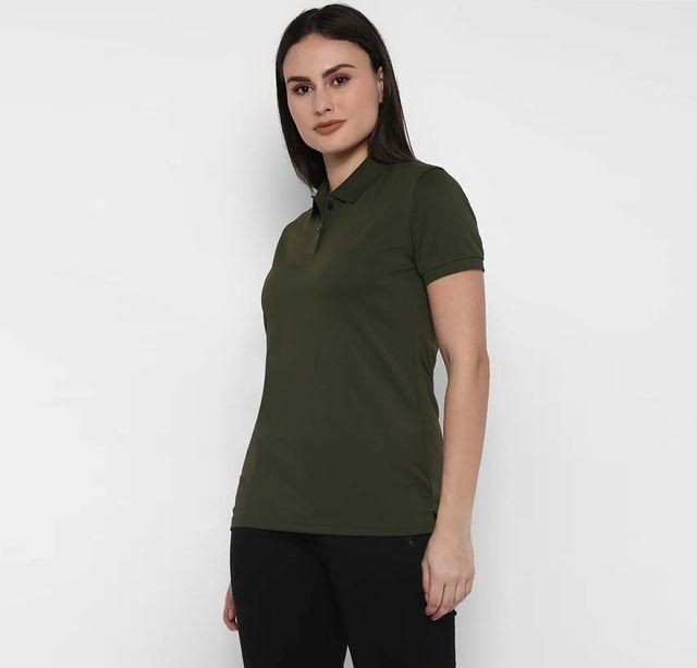 Bottle Green Cotton Blend Polo Neck Tshirt