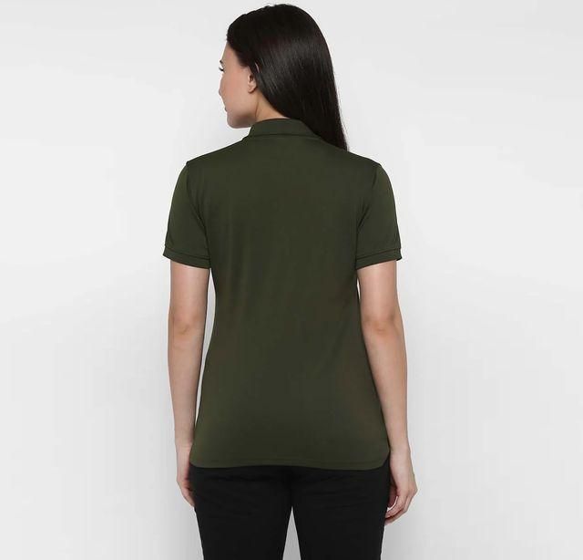 Bottle Green Cotton Blend Polo Neck Tshirt